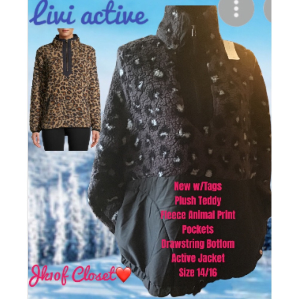 LOWEST🌺 NWT LIVI ACTIVE 14/16 LEOPARD SHERPA FLEECE ACTIVE JACKET